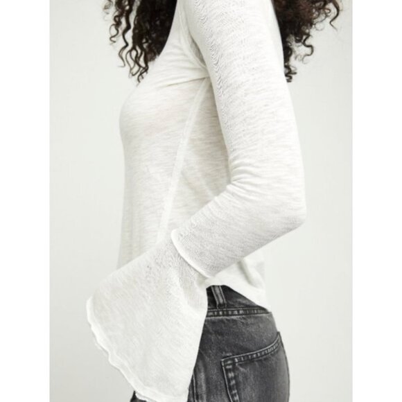 NWOT Free People White Long Bell Sleeve Top - Picture 4 of 14